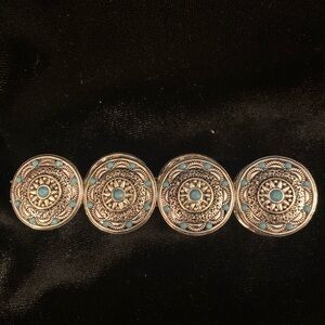 Silver Toned and Turquoise Color Medallion Bracelet